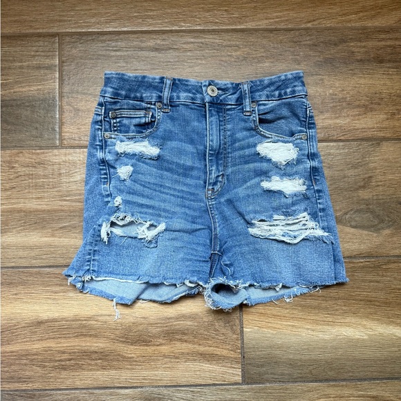 American Eagle Outfitters Blue Distressed Denim Shorts - Picture 1 of 1